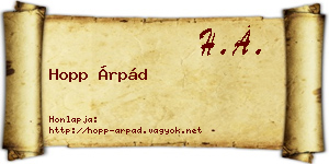 Hopp Árpád névjegykártya